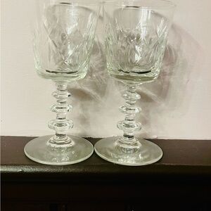Clear Diamond-Cut Crystal Wine Glasses - Set of 2